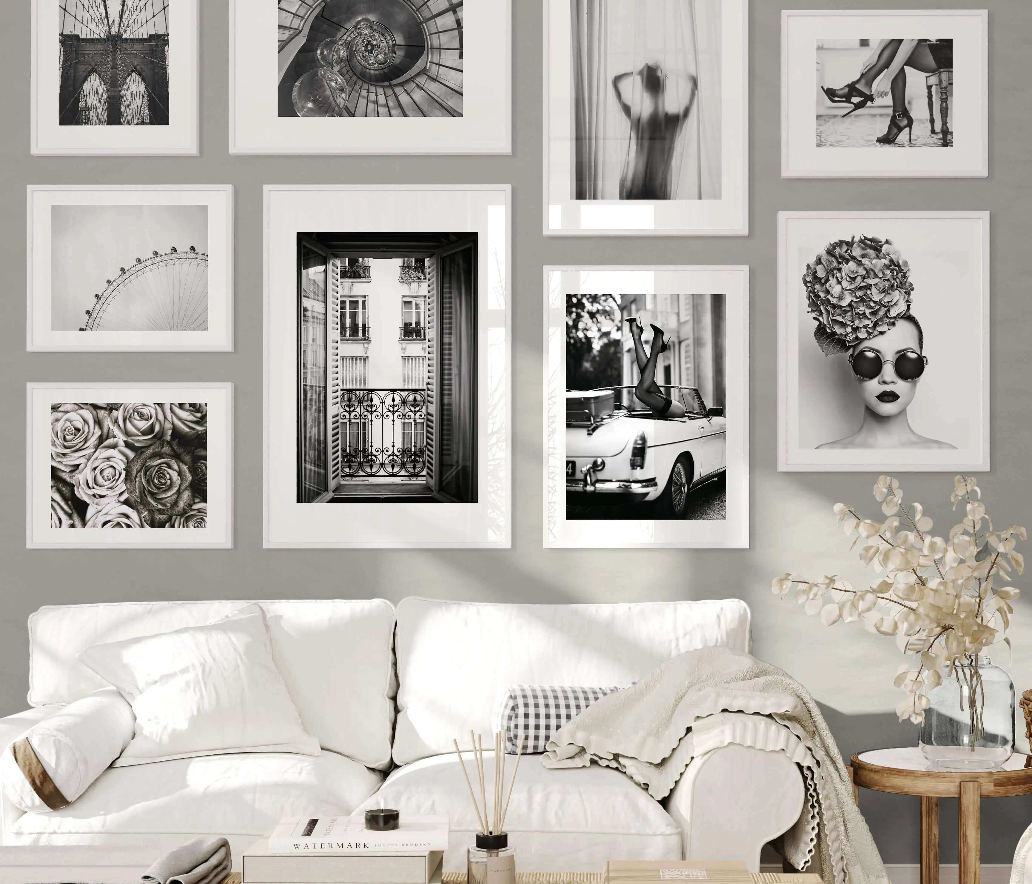 CUADROS DECORATIVOS PARA SALON BLANCO Y NEGRO - DISENIART