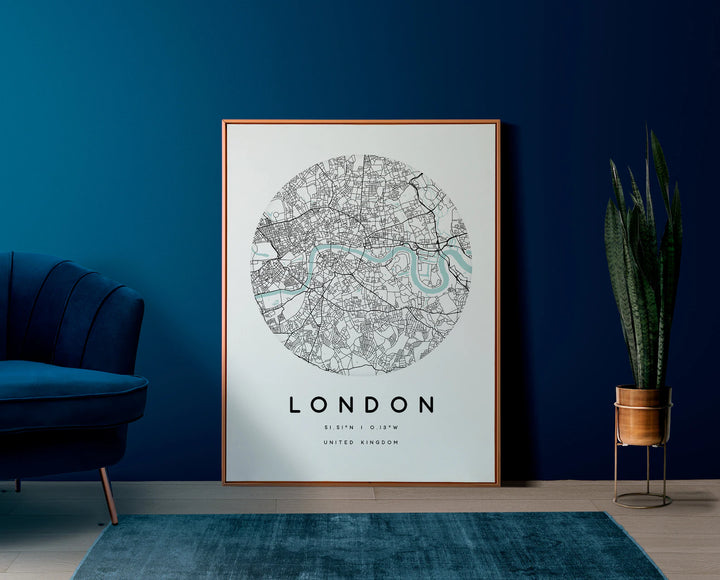 Cuadro de mapa de ciudad personalizado con forma de círculo