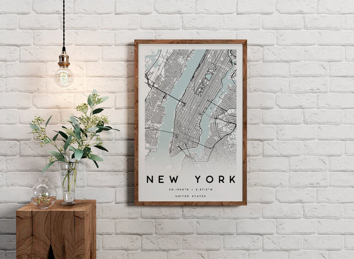 Poster de mapa de ciudad personalizado y enmarcado para decorar