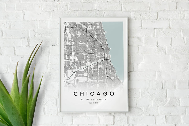 Poster de mapa de ciudad clásico personalizado y enmarcado para decorar